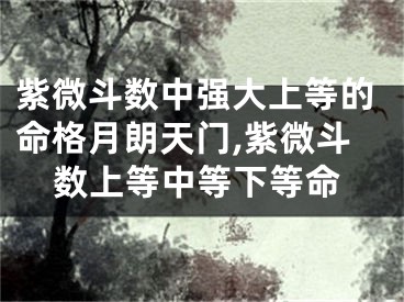 紫微斗数中强大上等的命格月朗天门,紫微斗数上等中等下等命