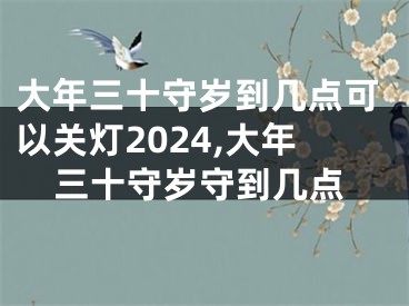 大年三十守岁到几点可以关灯2024,大年三十守岁守到几点