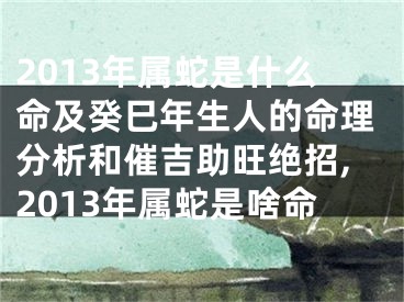 2013年属蛇是什么命及癸巳年生人的命理分析和催吉助旺绝招,2013年属蛇是啥命