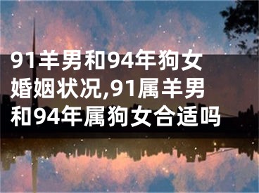 91羊男和94年狗女婚姻状况,91属羊男和94年属狗女合适吗