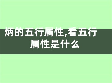 炳的五行属性,看五行属性是什么