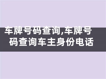 车牌号码查询,车牌号码查询车主身份电话