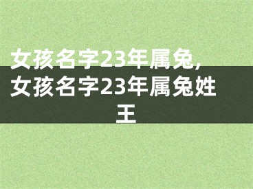 女孩名字23年属兔,女孩名字23年属兔姓王