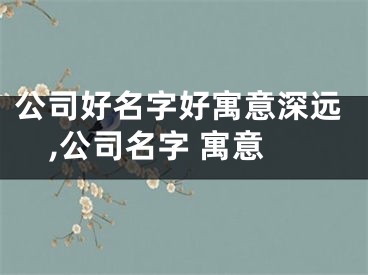 公司好名字好寓意深远,公司名字 寓意