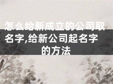怎么给新成立的公司取名字,给新公司起名字的方法