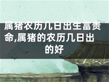 属猪农历几日出生富贵命,属猪的农历几日出的好