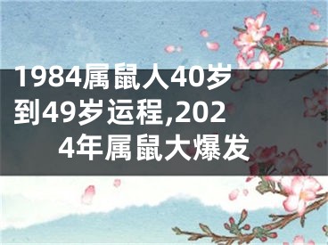 1984属鼠人40岁到49岁运程,2024年属鼠大爆发