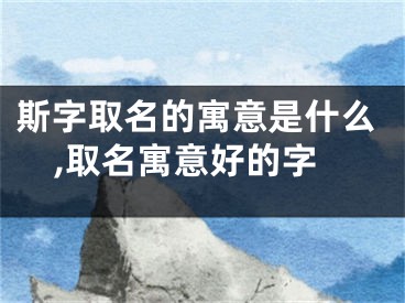 斯字取名的寓意是什么,取名寓意好的字
