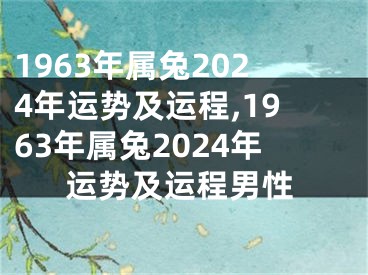 1963年属兔2024年运势及运程,1963年属兔2024年运势及运程男性
