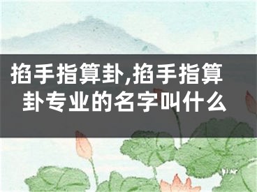 掐手指算卦,掐手指算卦专业的名字叫什么