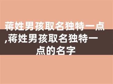 蒋姓男孩取名独特一点,蒋姓男孩取名独特一点的名字