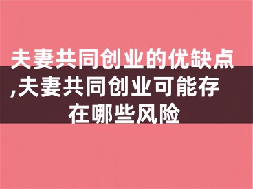 夫妻共同创业的优缺点,夫妻共同创业可能存在哪些风险