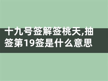 十九号签解签桃天,抽签第19签是什么意思