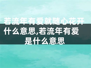 若流年有爱就随心花开什么意思,若流年有爱是什么意思