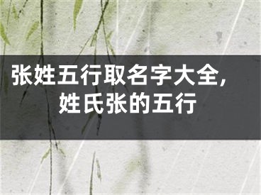 张姓五行取名字大全,姓氏张的五行