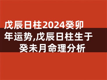 戊辰日柱2024癸卯年运势,戊辰日柱生于癸未月命理分析