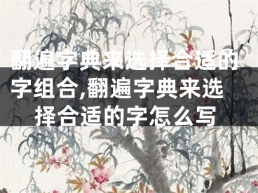 翻遍字典来选择合适的字组合,翻遍字典来选择合适的字怎么写