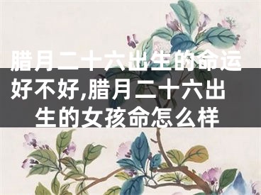 腊月二十六出生的命运好不好,腊月二十六出生的女孩命怎么样