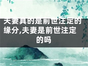 夫妻真的是前世注定的缘分,夫妻是前世注定的吗