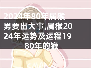 2024年80年属猴男要出大事,属猴2024年运势及运程1980年的猴