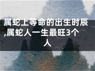 属蛇上等命的出生时辰,属蛇人一生最旺3个人