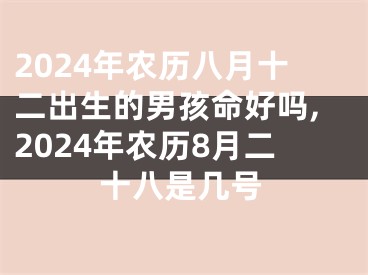 2024年农历八月十二出生的男孩命好吗,2024年农历8月二十八是几号