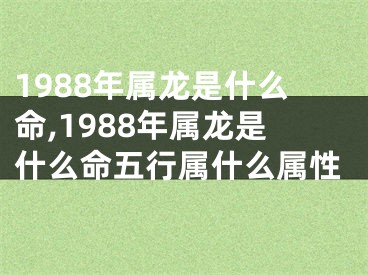 1988年属龙是什么命,1988年属龙是什么命五行属什么属性