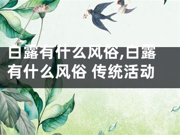 白露有什么风俗,白露有什么风俗 传统活动