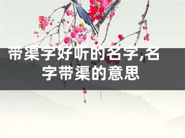 带渠字好听的名字,名字带渠的意思