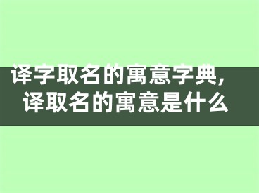 译字取名的寓意字典,译取名的寓意是什么