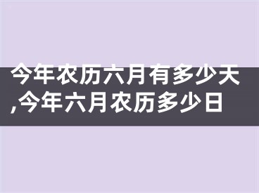 今年农历六月有多少天,今年六月农历多少日
