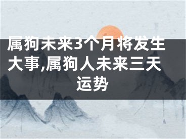 属狗未来3个月将发生大事,属狗人未来三天运势