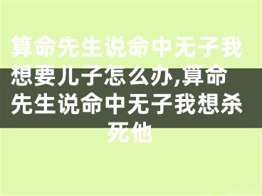 算命先生说命中无子我想要儿子怎么办,算命先生说命中无子我想杀死他