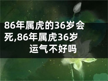 86年属虎的36岁会死,86年属虎36岁运气不好吗