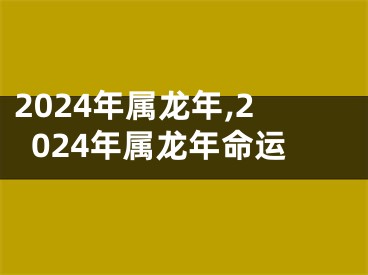 2024年属龙年,2024年属龙年命运