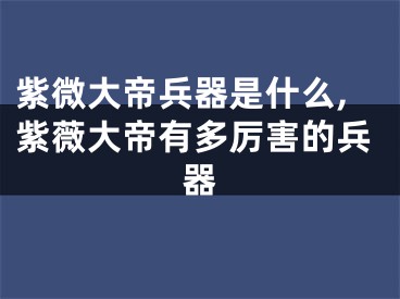 紫微大帝兵器是什么,紫薇大帝有多厉害的兵器