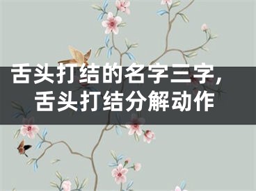 舌头打结的名字三字,舌头打结分解动作