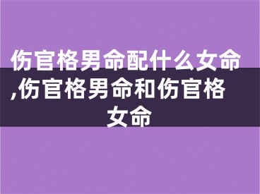伤官格男命配什么女命,伤官格男命和伤官格女命
