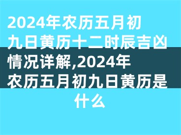 2024年农历五月初九日黄历十二时辰吉凶情况详解,2024年农历五月初九日黄历是什么