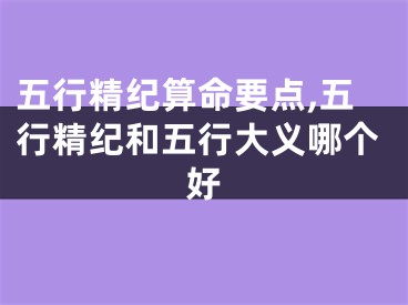 五行精纪算命要点,五行精纪和五行大义哪个好