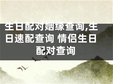 生日配对姻缘查询,生日速配查询 情侣生日配对查询