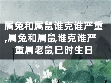 属兔和属鼠谁克谁严重,属兔和属鼠谁克谁严重属老鼠巳时生日