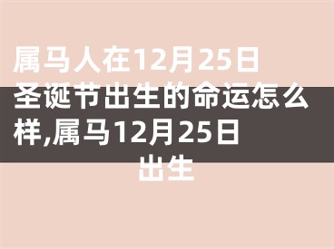 属马人在12月25日圣诞节出生的命运怎么样,属马12月25日出生