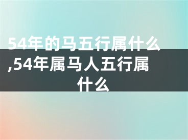 54年的马五行属什么,54年属马人五行属什么