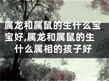 属龙和属鼠的生什么宝宝好,属龙和属鼠的生什么属相的孩子好