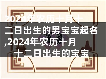 2024年农历十月十二日出生的男宝宝起名,2024年农历十月十二日出生的宝宝