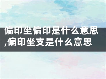 偏印坐偏印是什么意思,偏印坐支是什么意思