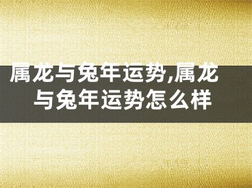 属龙与兔年运势,属龙与兔年运势怎么样