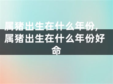 属猪出生在什么年份,属猪出生在什么年份好命