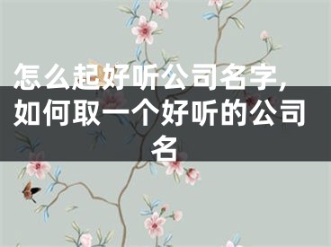 怎么起好听公司名字,如何取一个好听的公司名